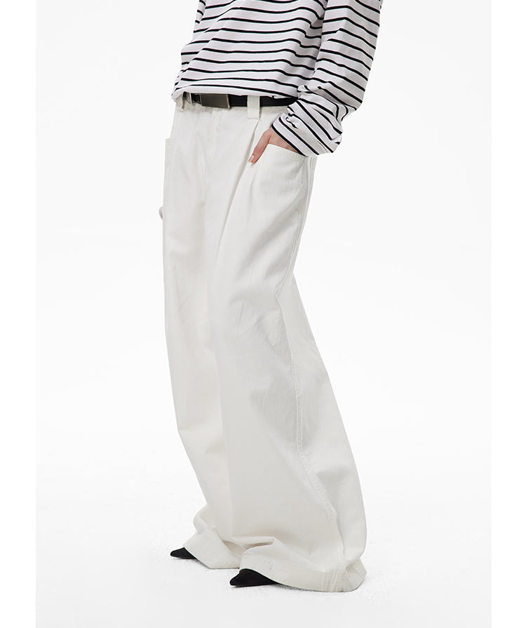 Oversized loose fit white casual pants