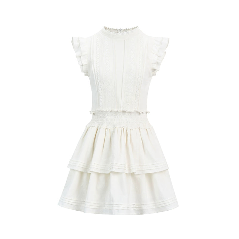 French Girly Frill Short Length Dress