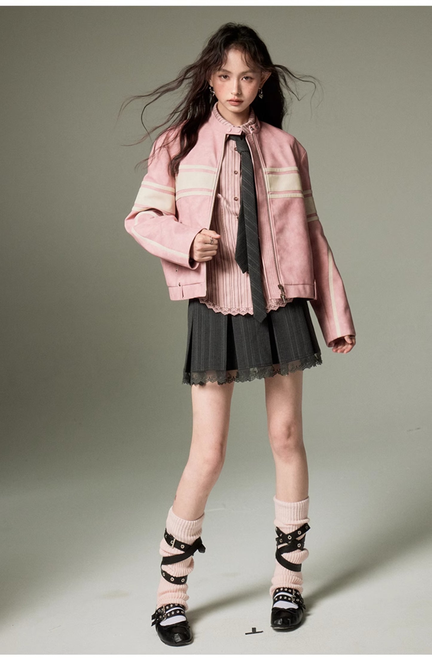 Retro Pink Leather Jacket