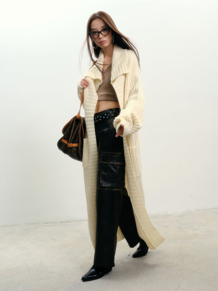 Large lapel hot girl wool sweater coat