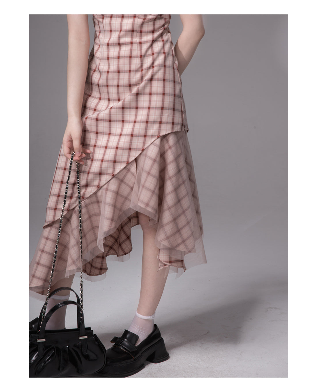 Irregular hem suspender dress