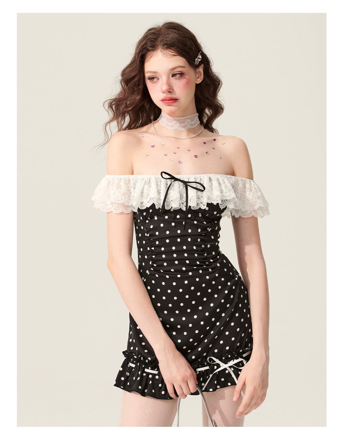 One Shoulder Polka Dot Dress