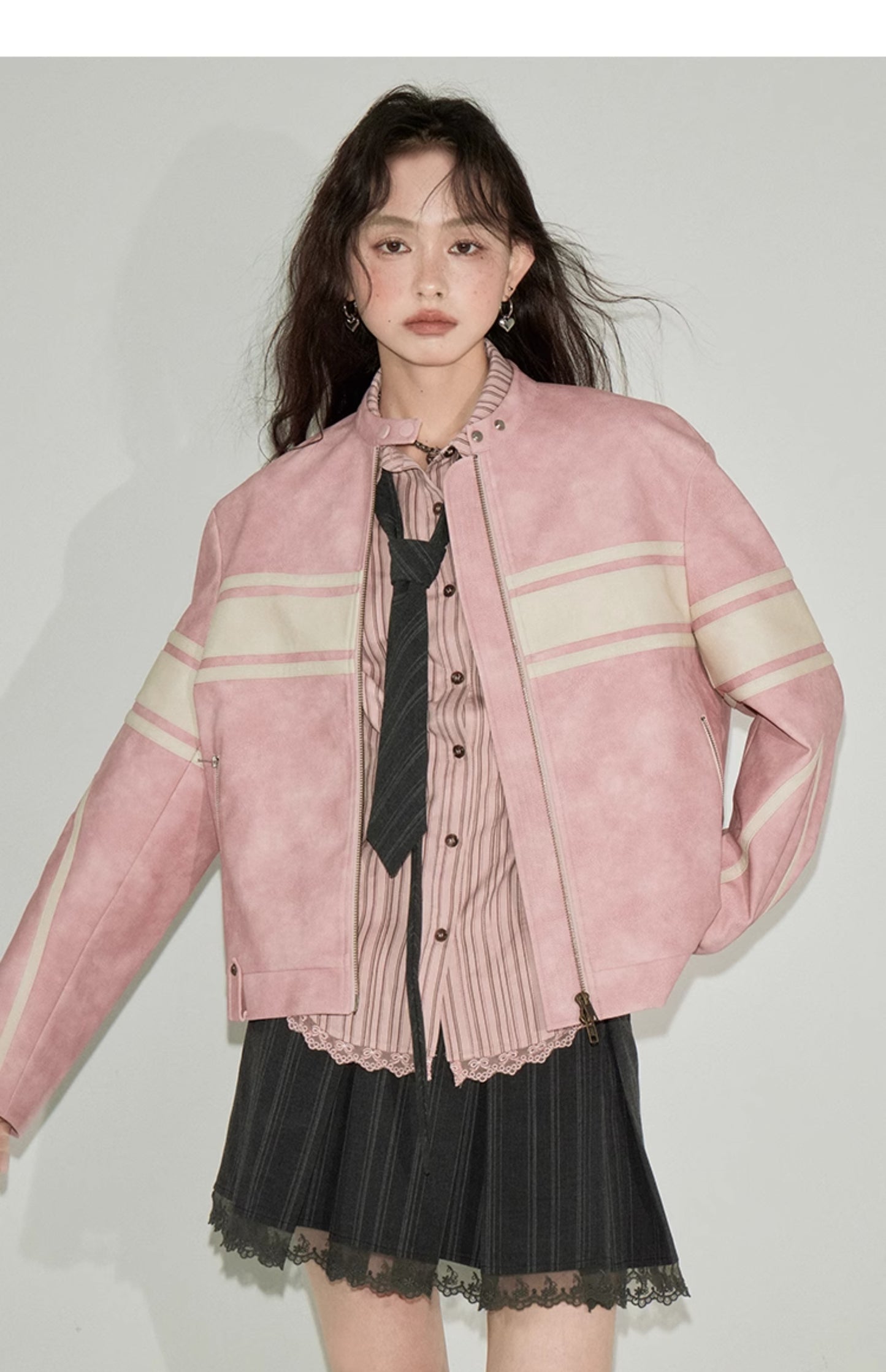 Retro Pink Leather Jacket