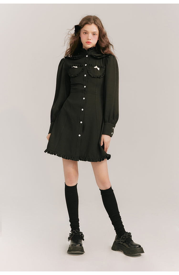 French Girly Slim Fit Shirt Dress