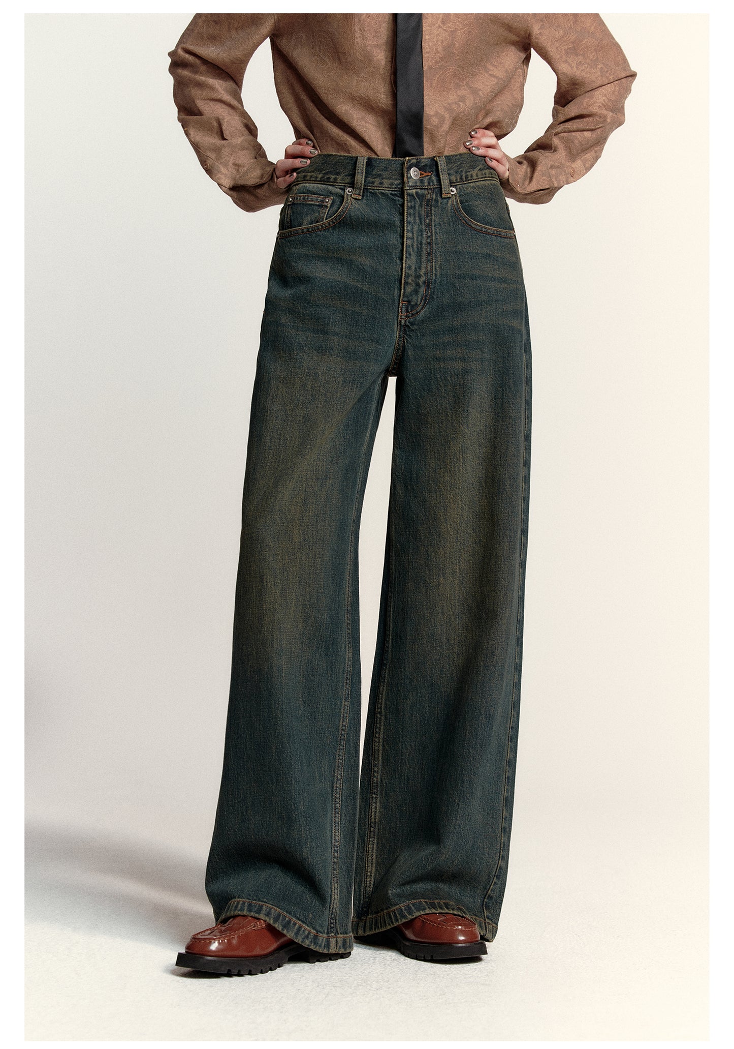 Loose Straight Retro Denim Pants