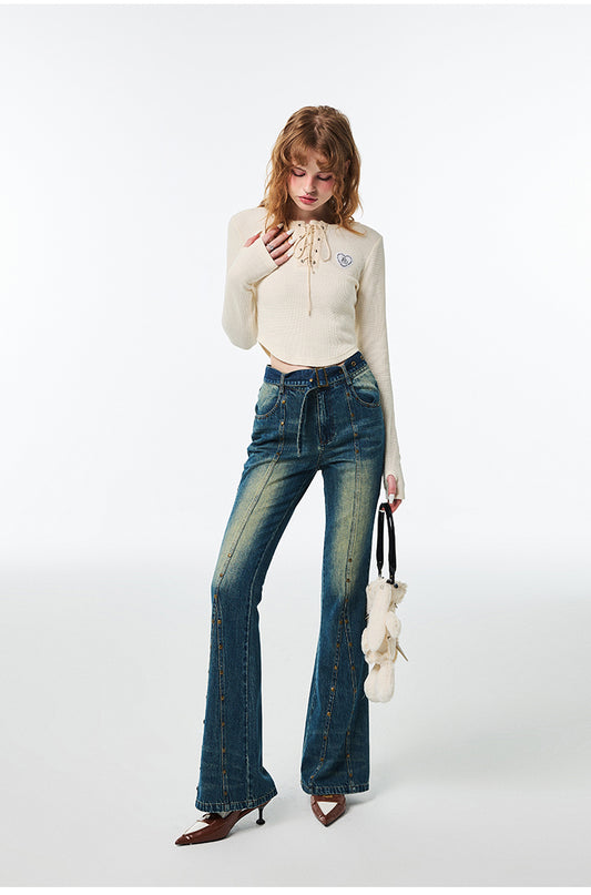 Washed High Waist Straight Wide Leg Jeans