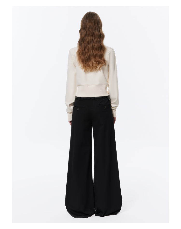 loose straight wide leg suit pants