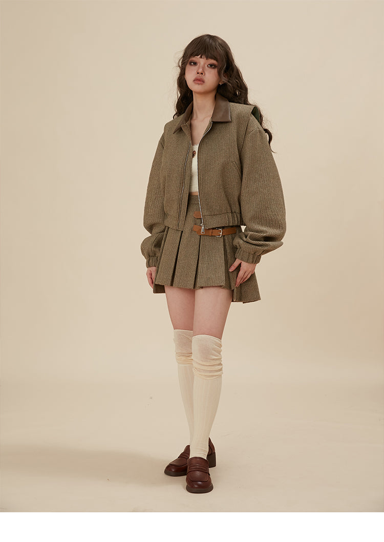 British formal short jacket & short pleated skirt setup