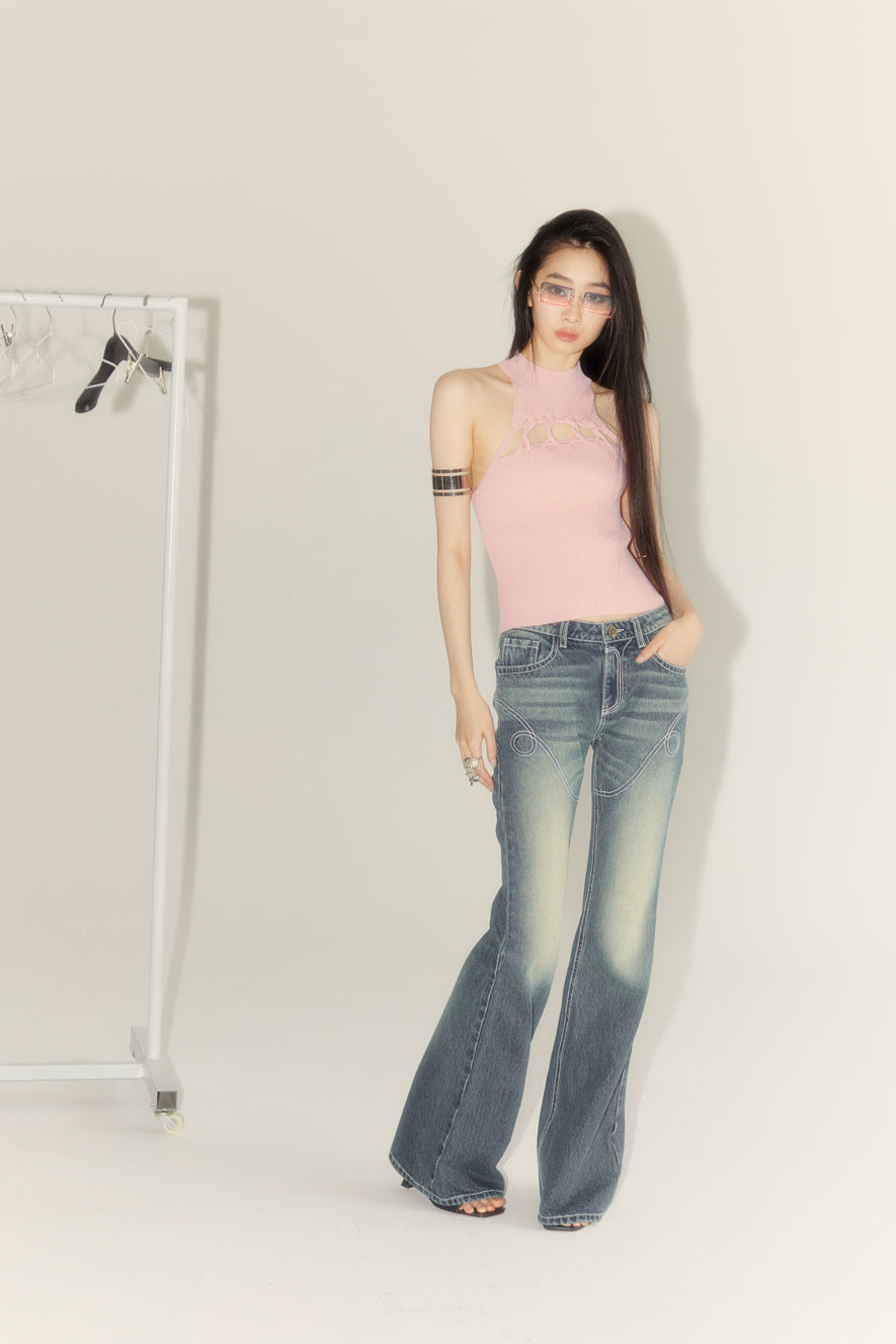 Embroidered Skinny Bootcut Flared Jeans