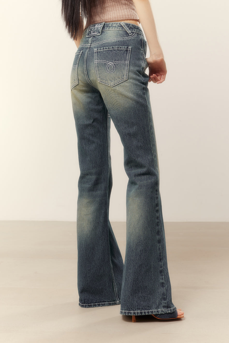 Embroidered Skinny Bootcut Flared Jeans