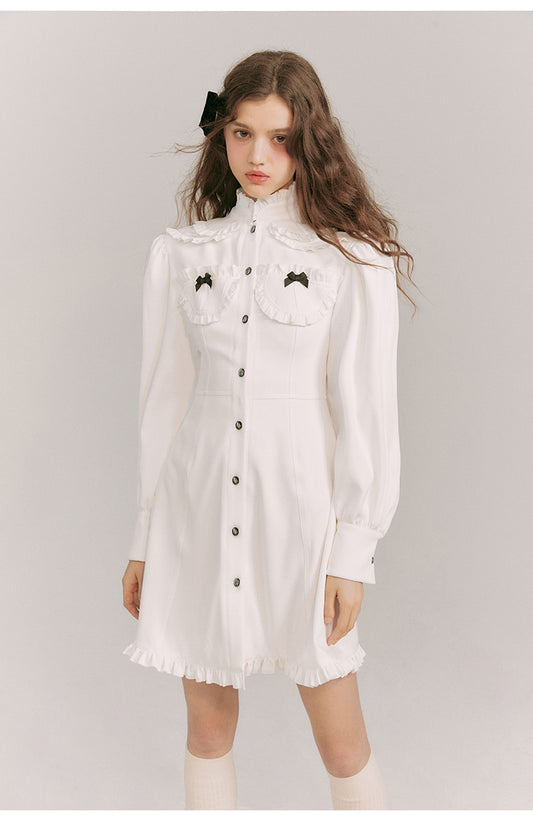 French Girly Slim Fit Shirt Dress