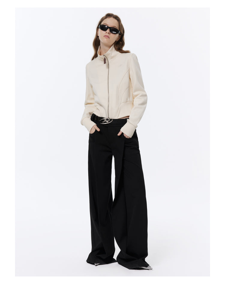 loose straight wide leg suit pants