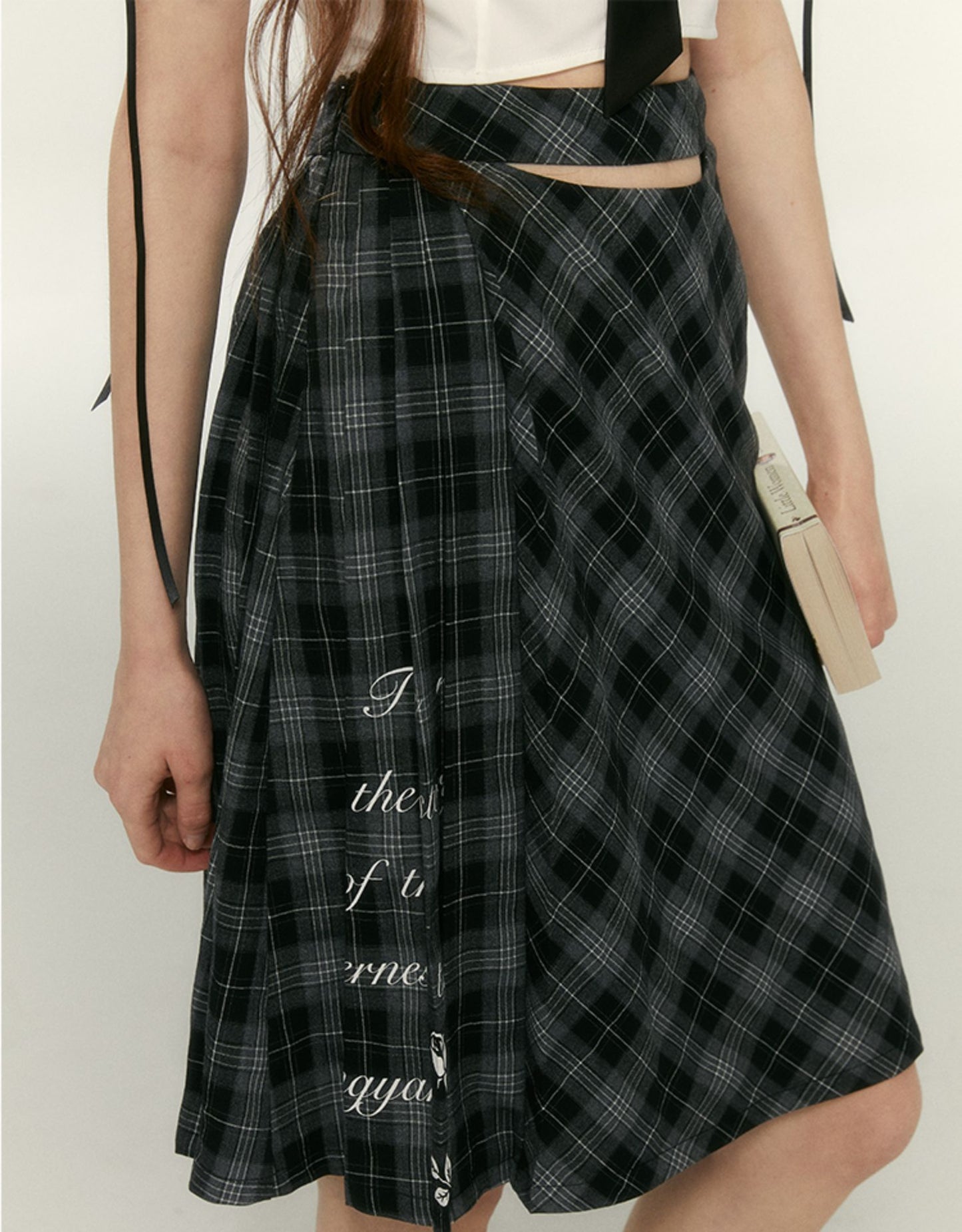 Original Print Plaid Hip Skirt