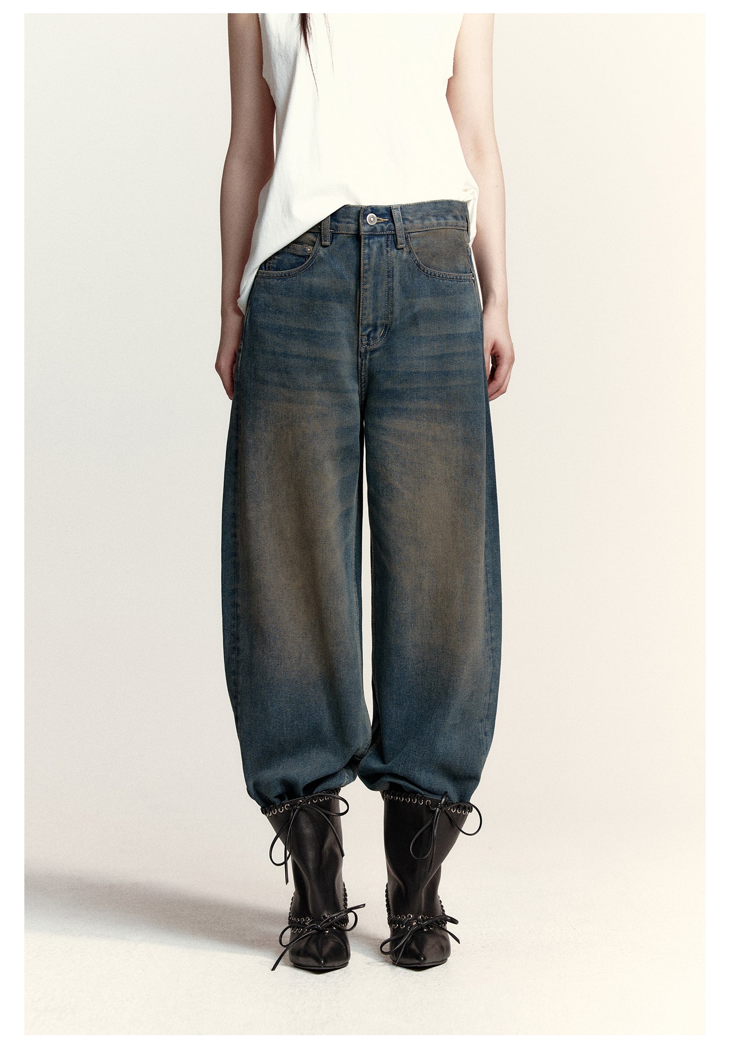 Loose Straight Wished Retro Denim Pants