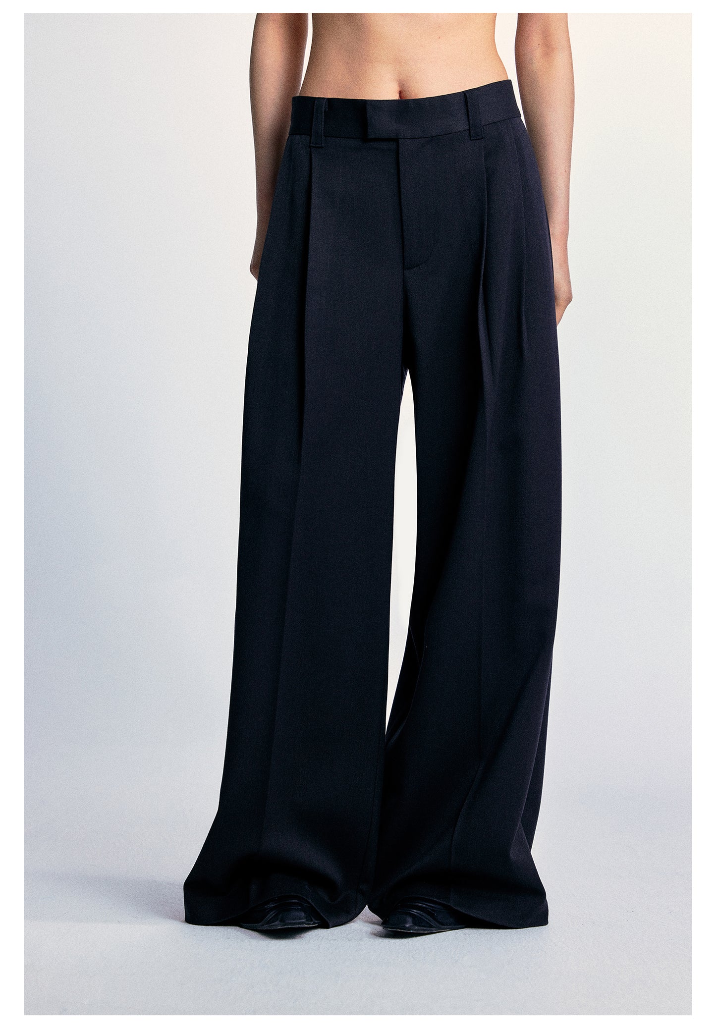 Blended Wool Straight Waist Wide Leg Pants