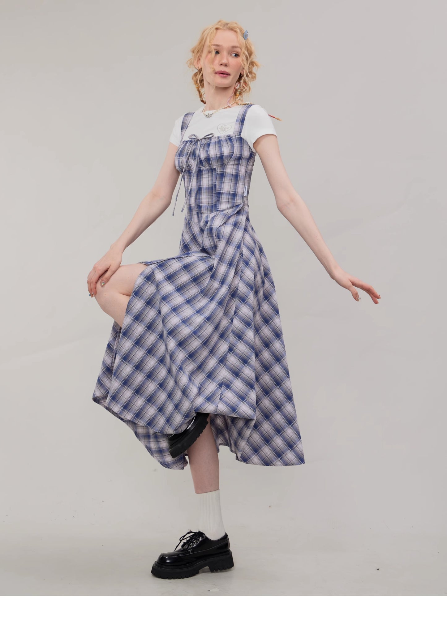 Suspender Plaid Dress