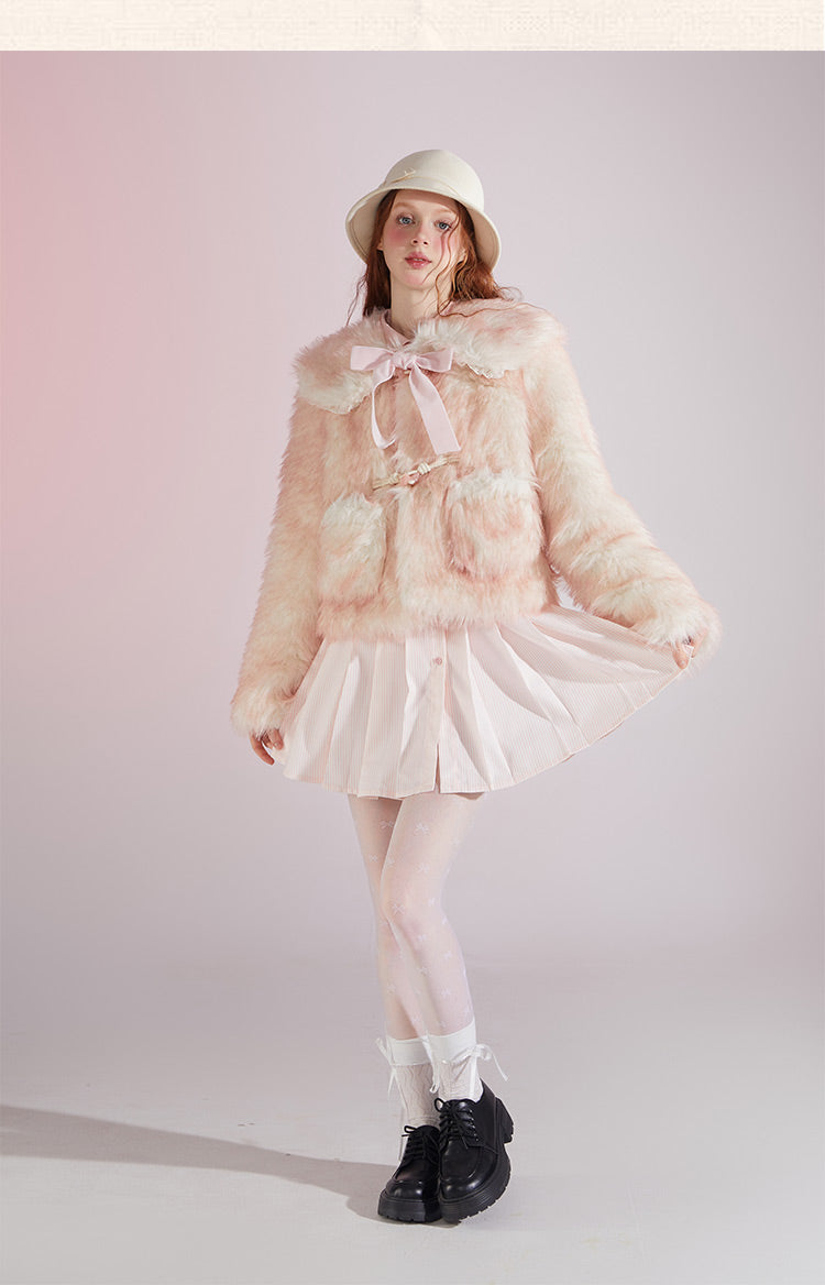 Sweet Doll Color Gradient Pink Short Coat