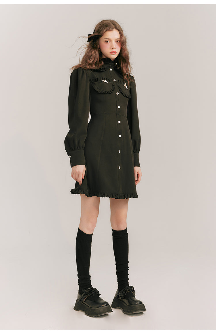 French Girly Slim Fit Shirt Dress