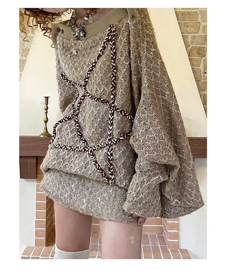 Oversized Retro Star Design Knit