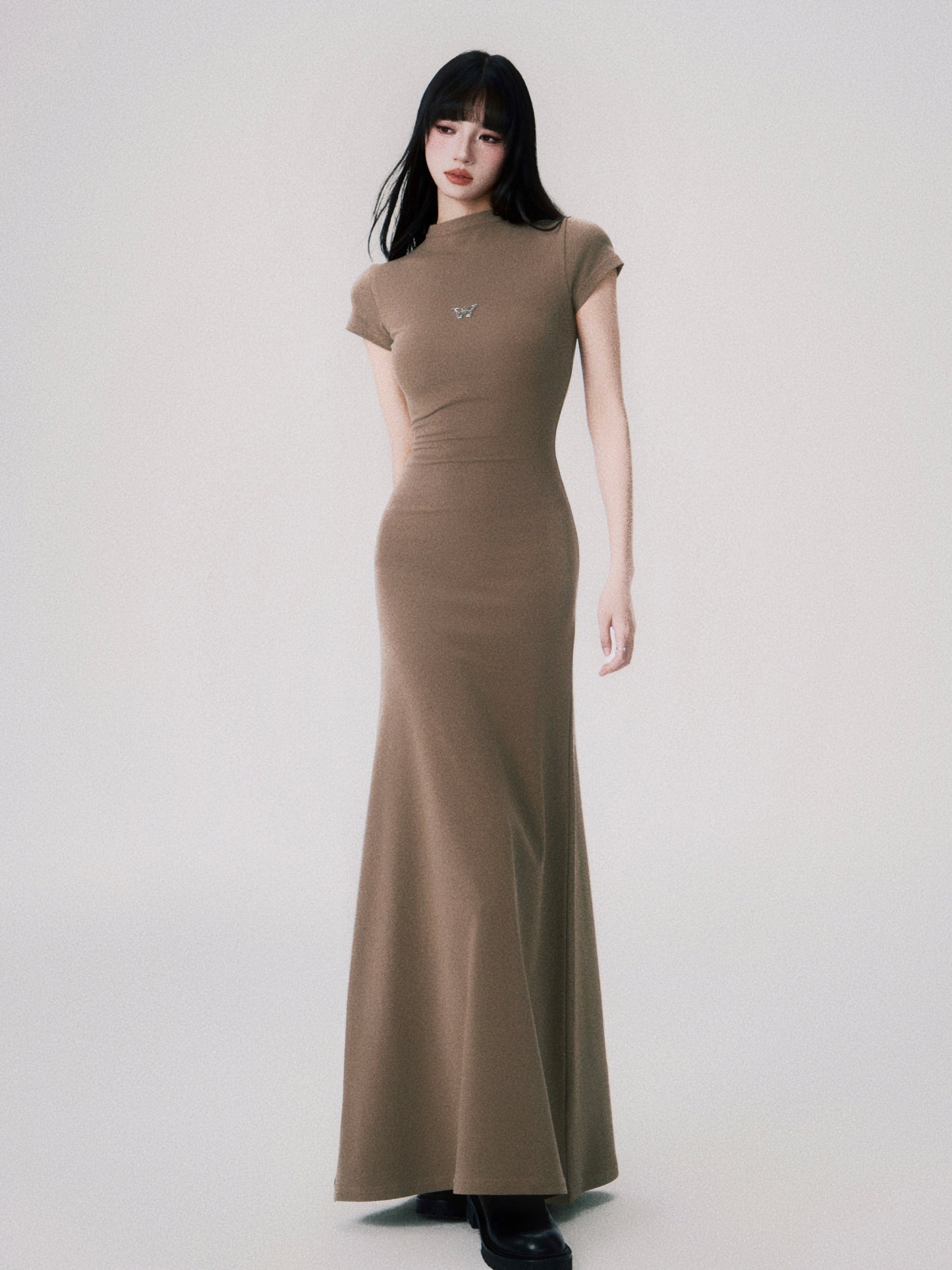 Slim fit long high-end knit dress