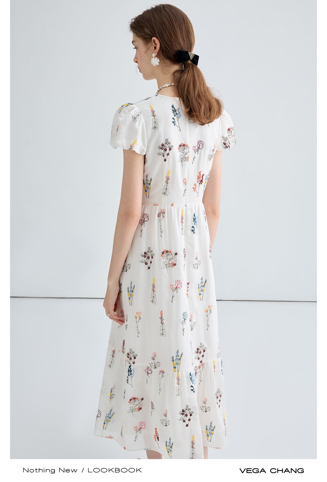 Puff Sleeve Floral Pattern Dress