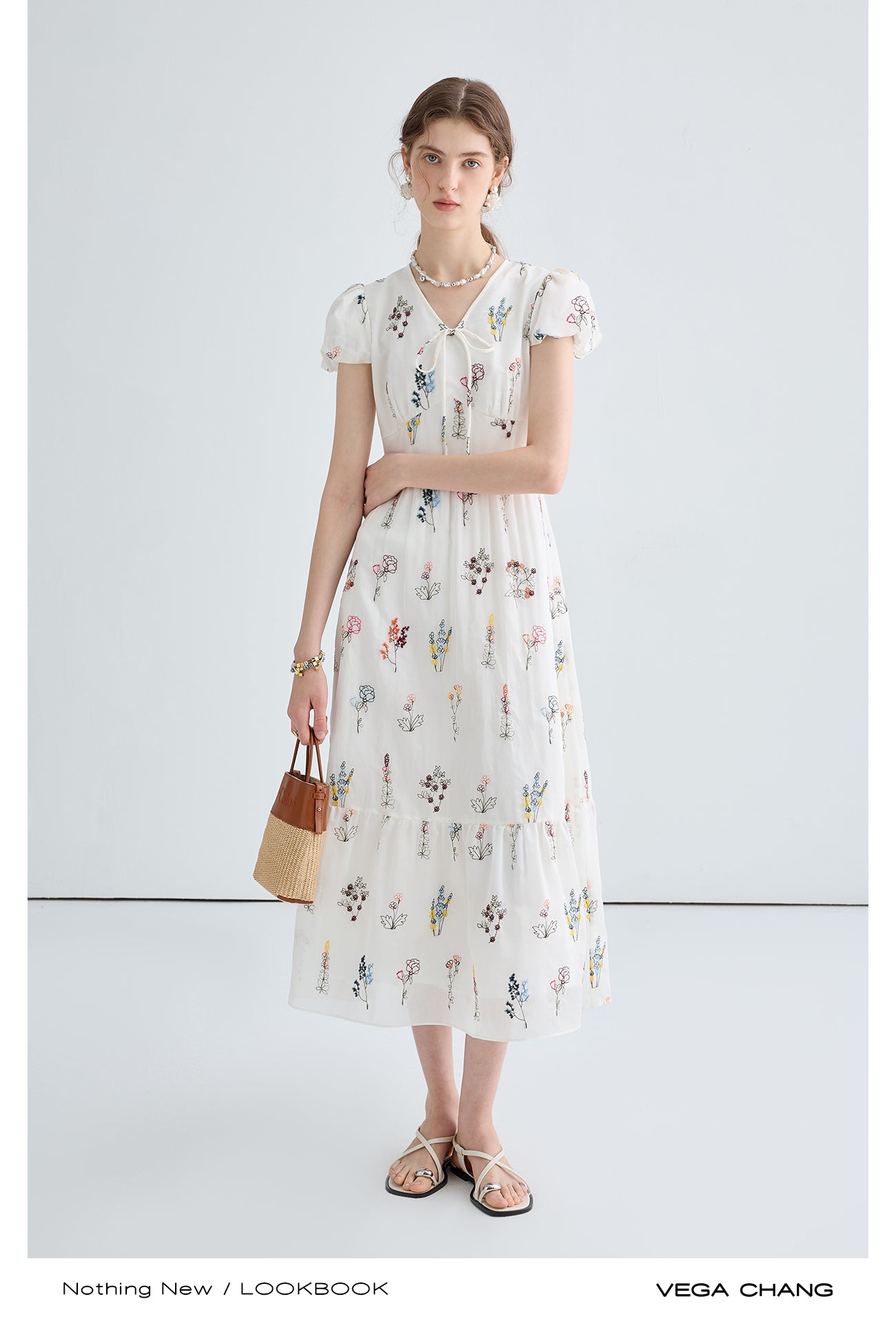 Puff Sleeve Floral Pattern Dress