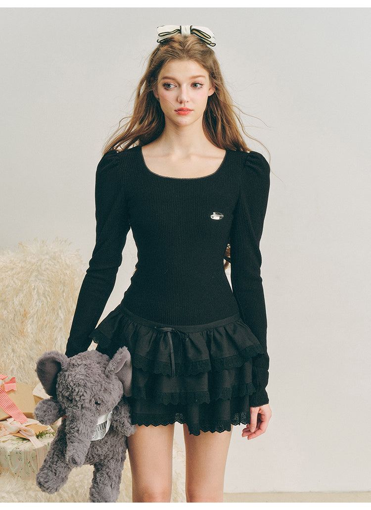 ruffle knit mini dress