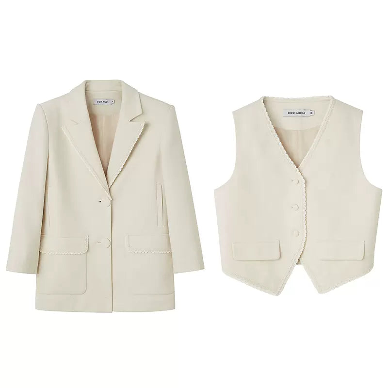 Loose Fit Casual Suit Jacket & Vest