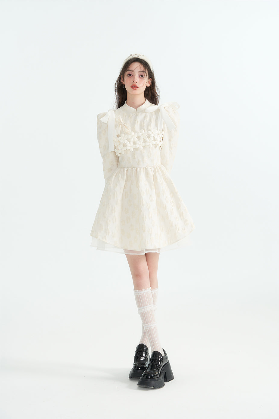 Chinese-Style White Short Skirt Dresses