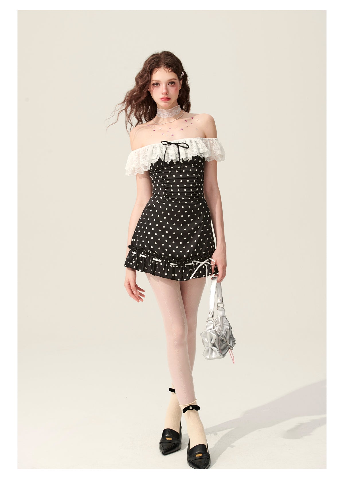 One Shoulder Polka Dot Dress