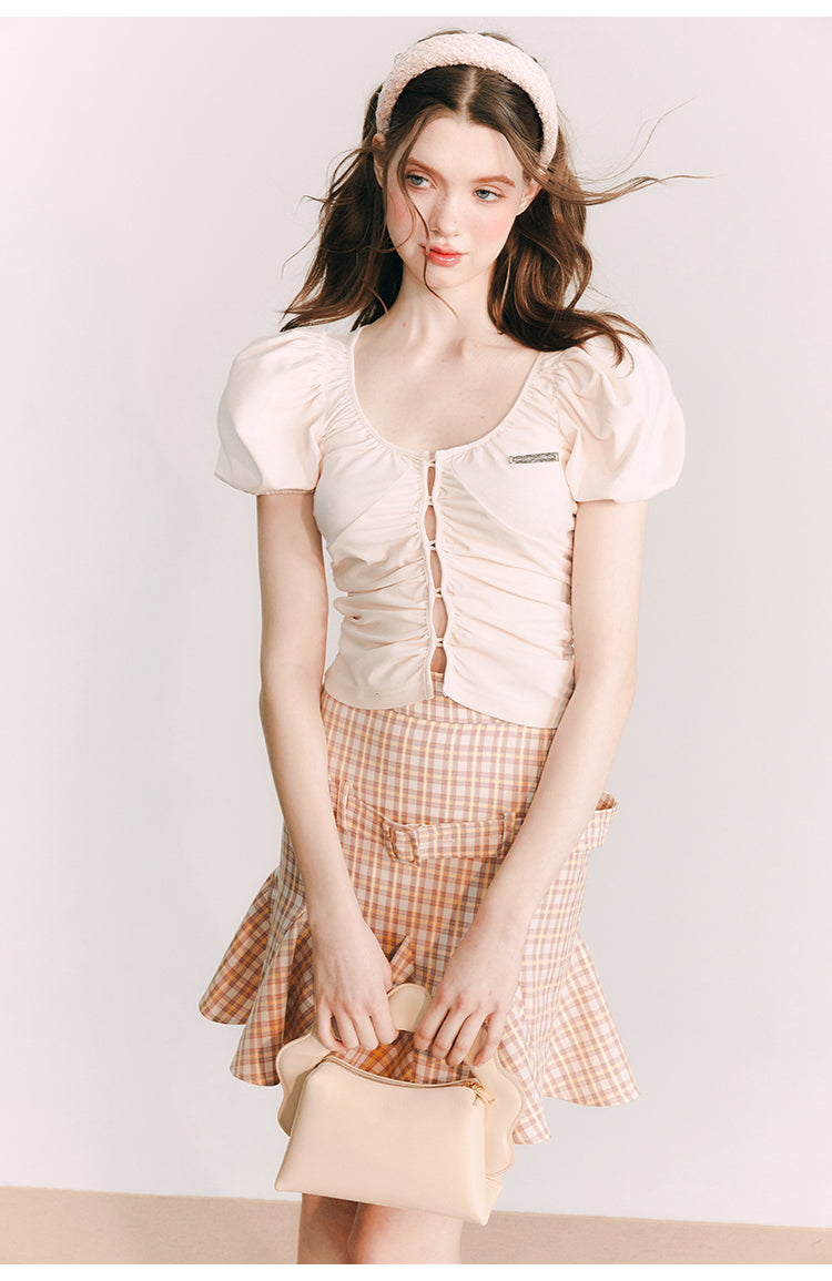 Plaid Slim Short  Length Skirt