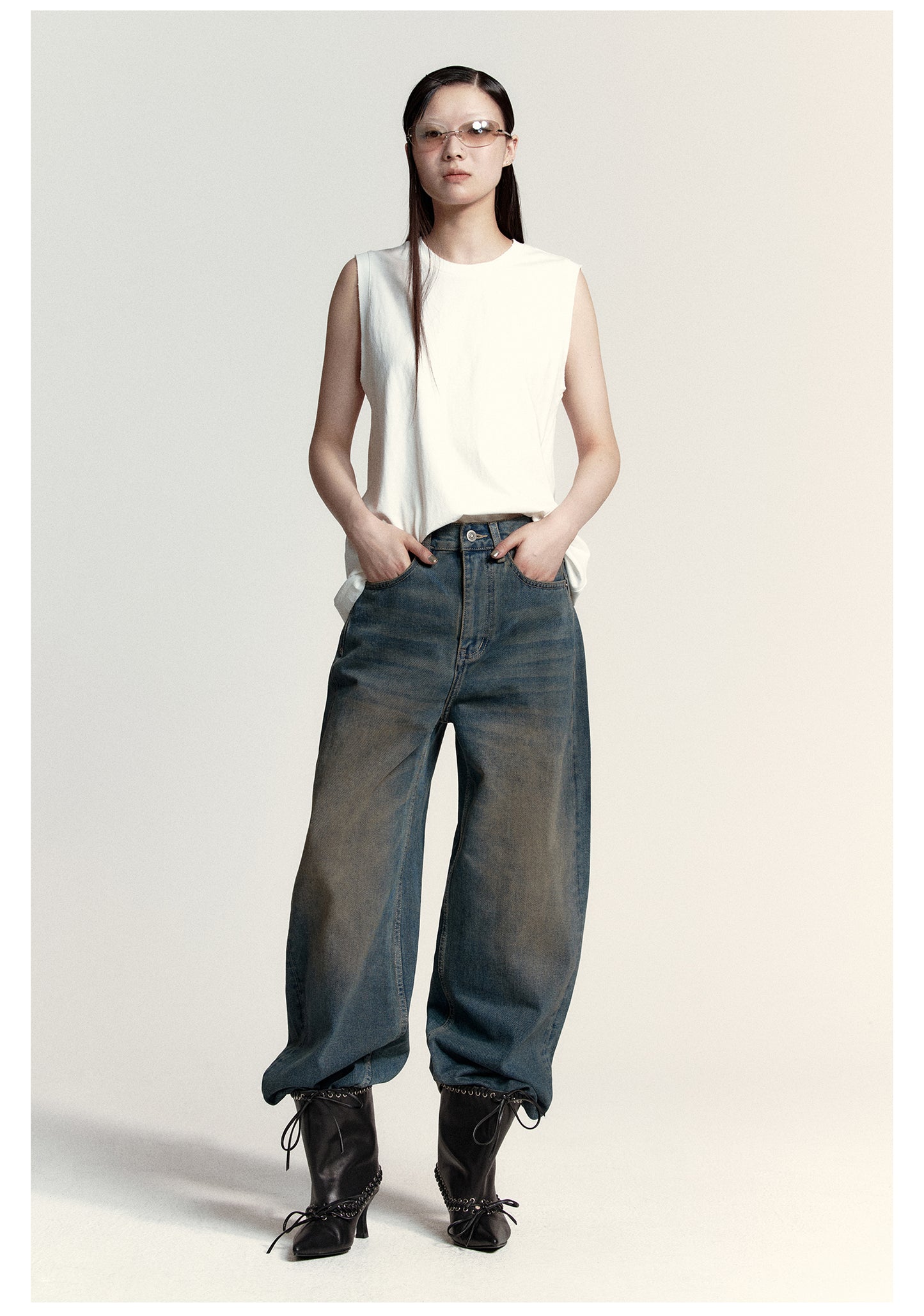 Loose Straight Wished Retro Denim Pants