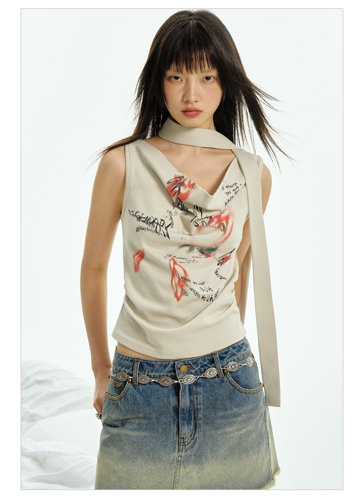 Sleeveless Shirt Floral Pattern T-Shirt