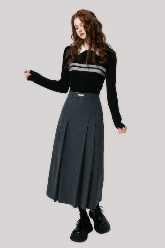 Pleated Long Length Skirt