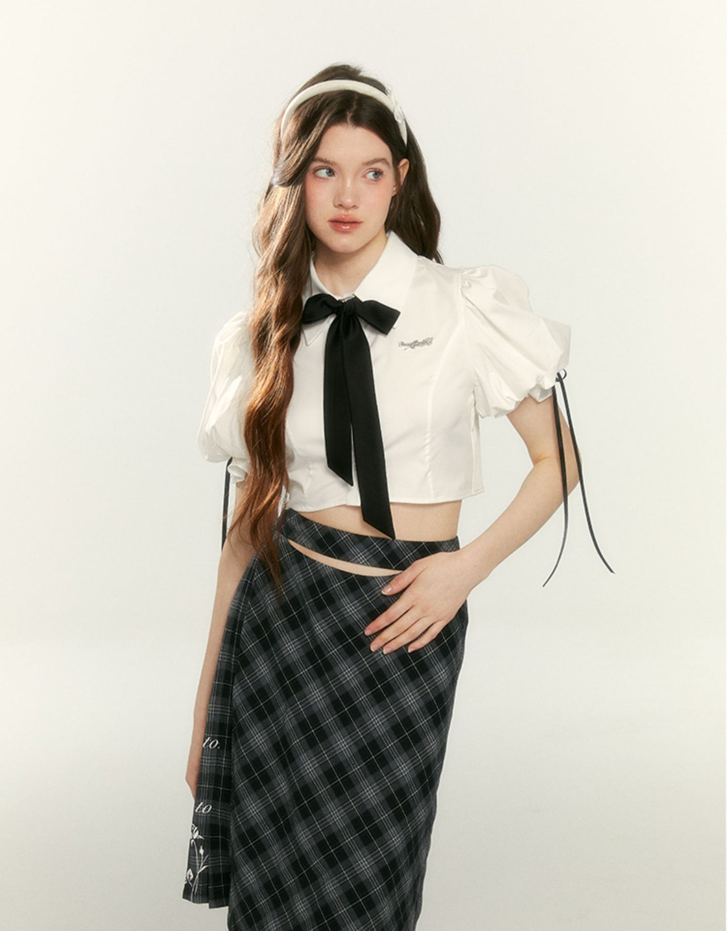 Original Print Plaid Hip Skirt