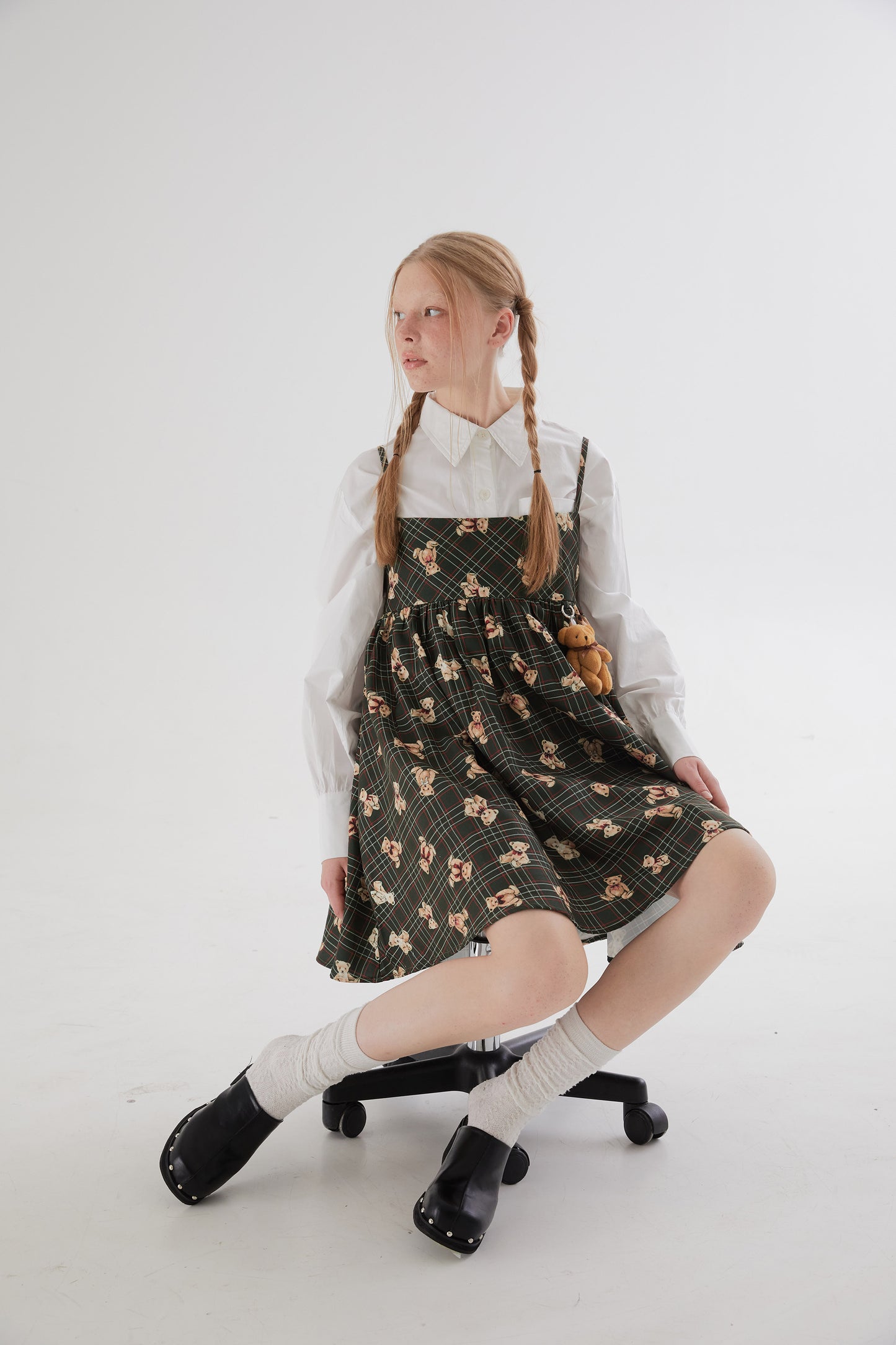 Square Neck Bear A-line Suspender Dress