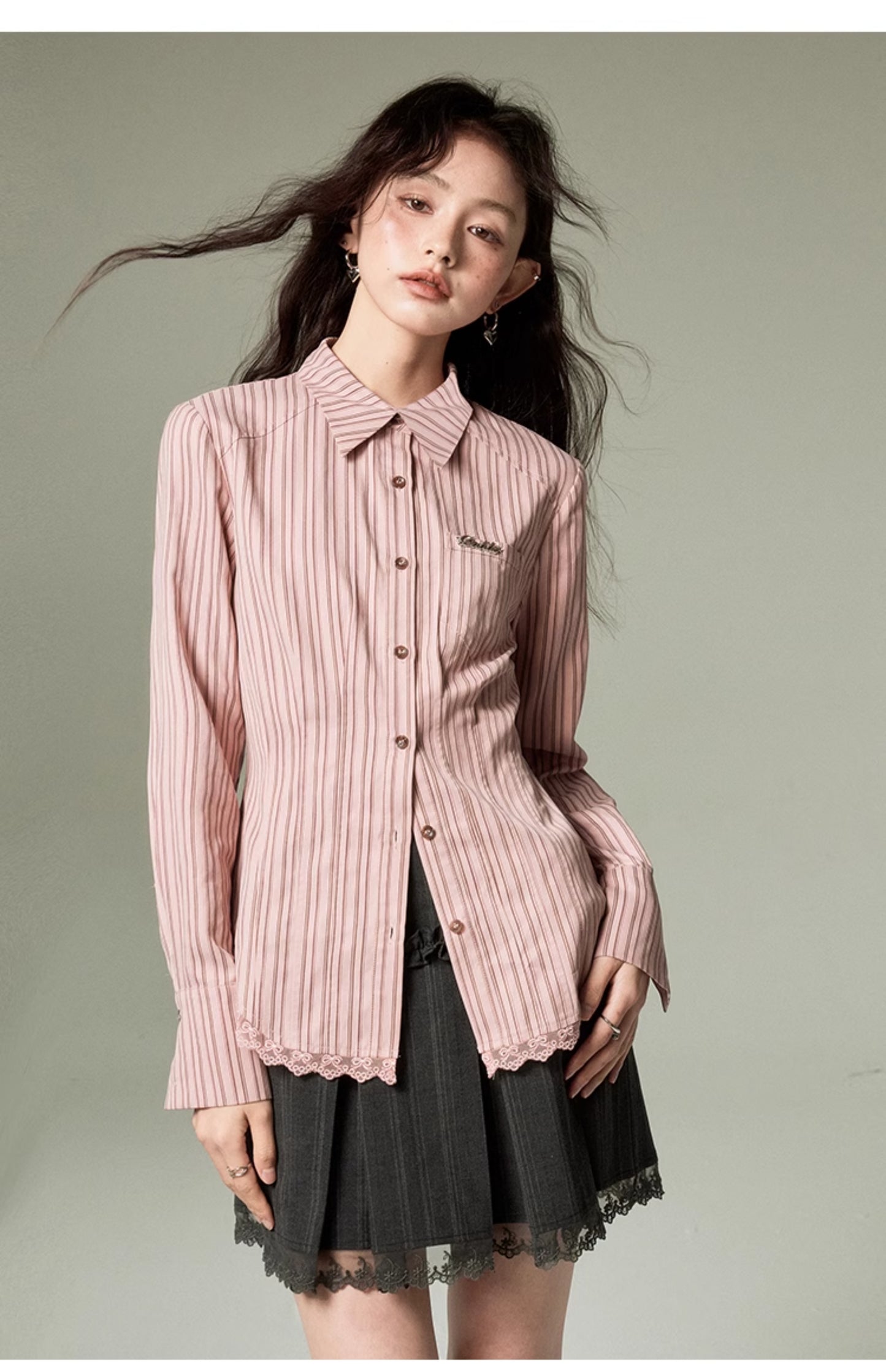 College-style striped shirt