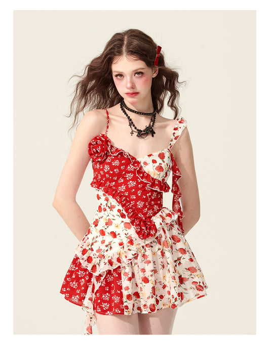 Splicing Floral Dress