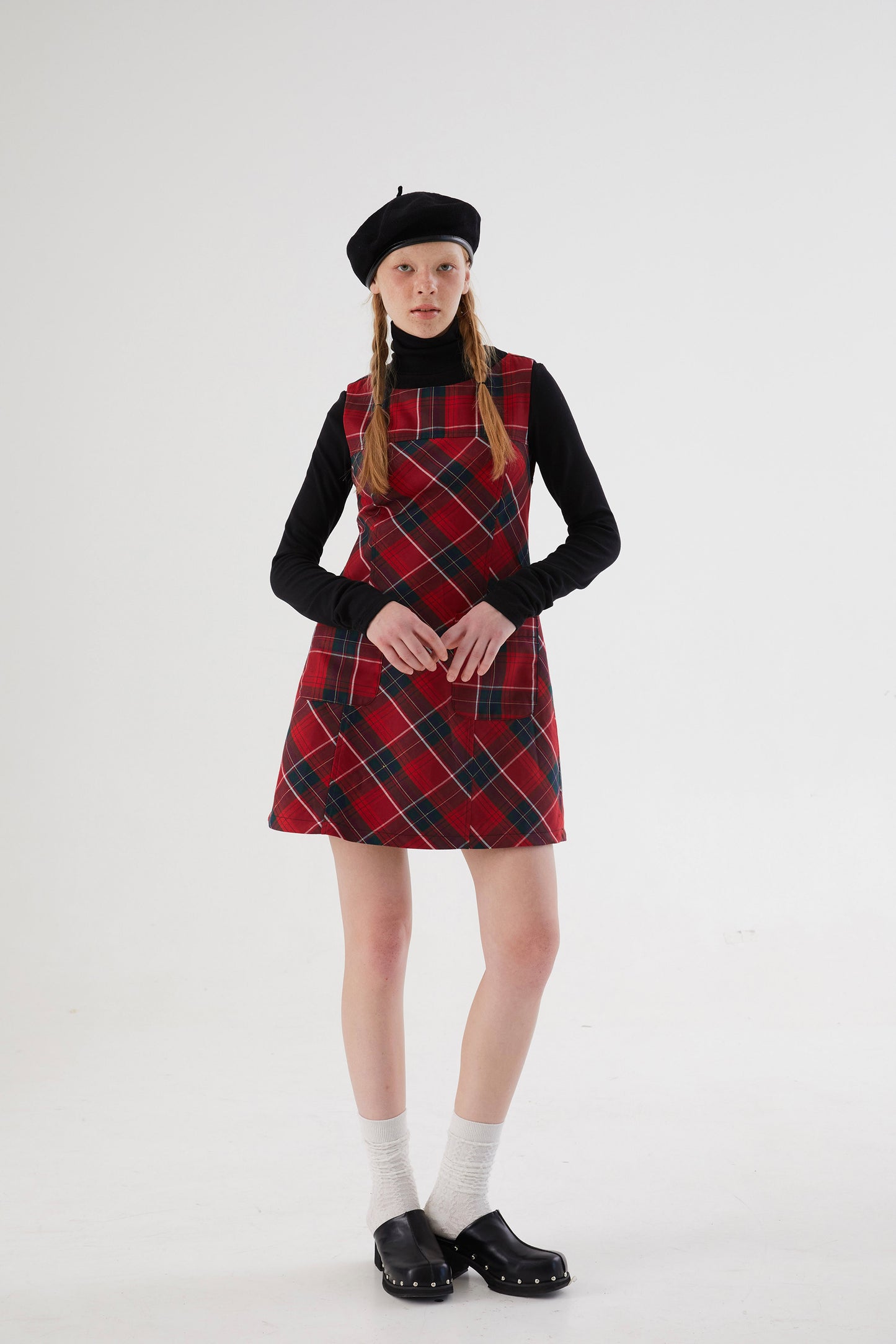 Girly Plaid A-line Vest Dress