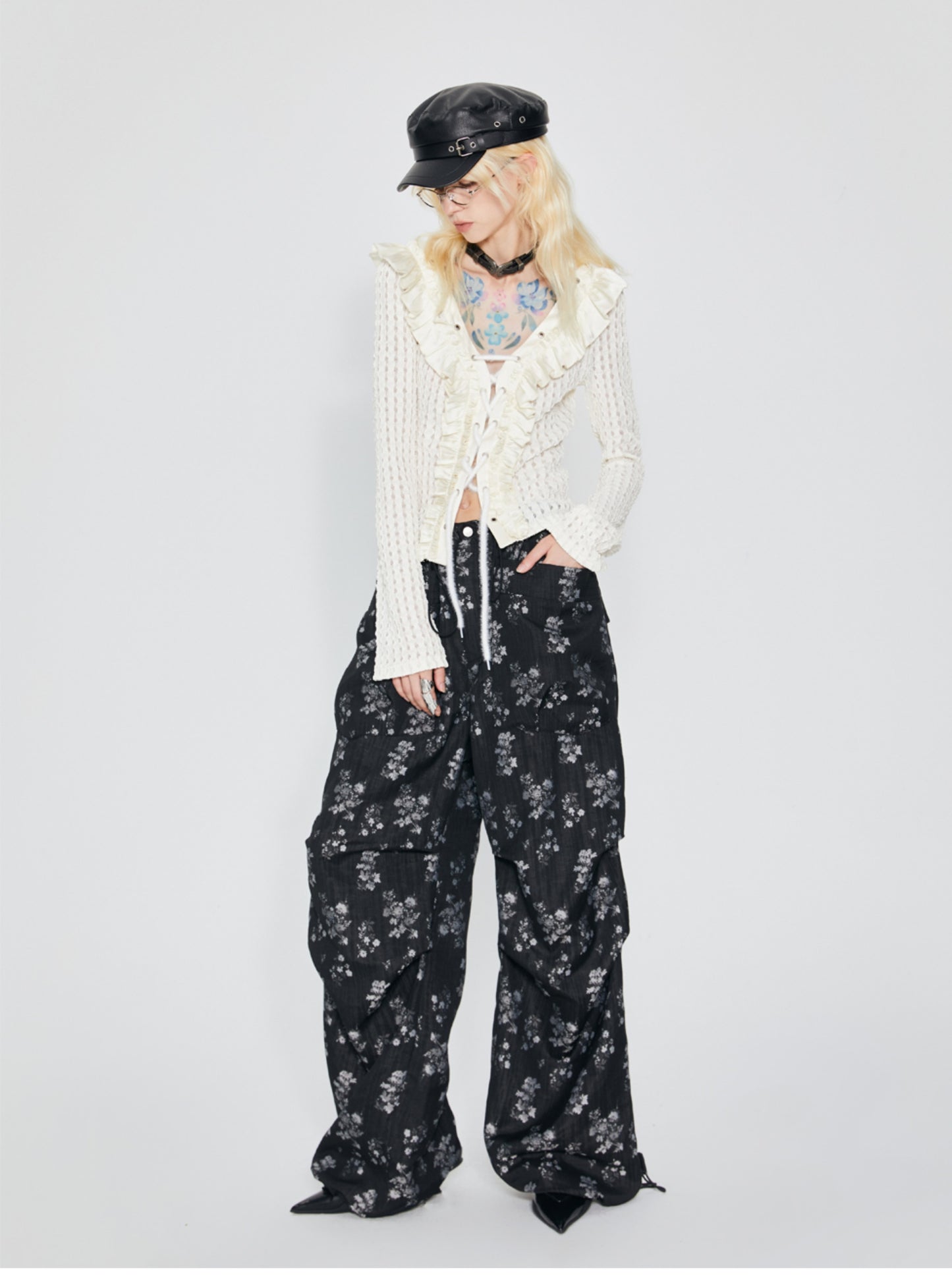 Wide Leg Floral Parachute Pants