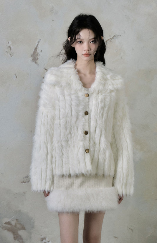 Imitation mink wool sweater cardigan jacket