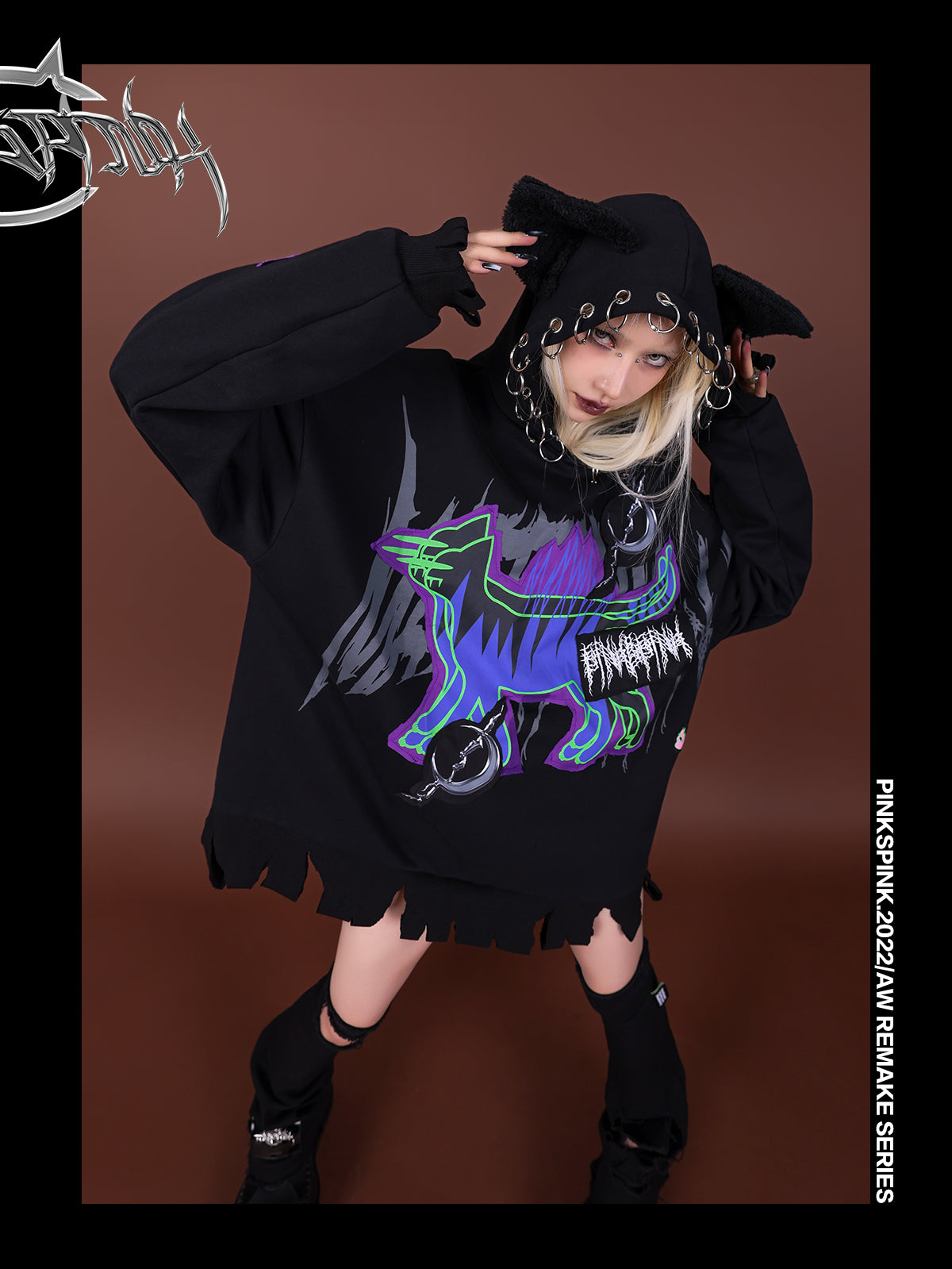 Cat Ear Hood Ring Damage Hoodie