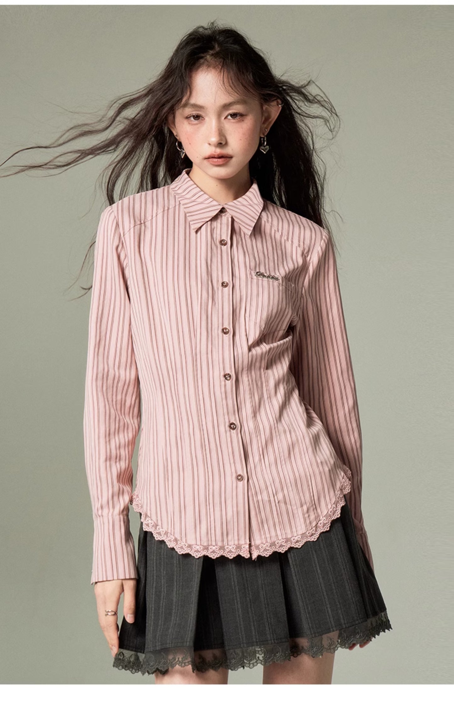 College-style striped shirt