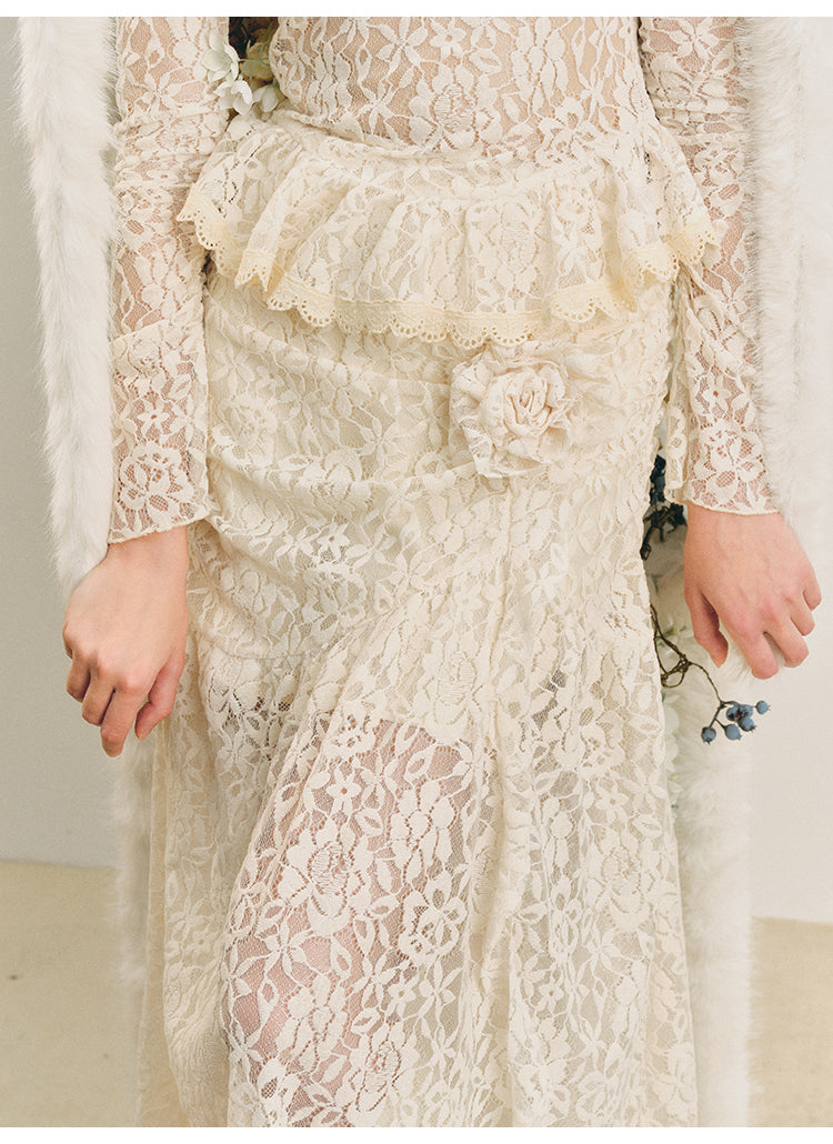 Lace embroidery French suit tops & skirts