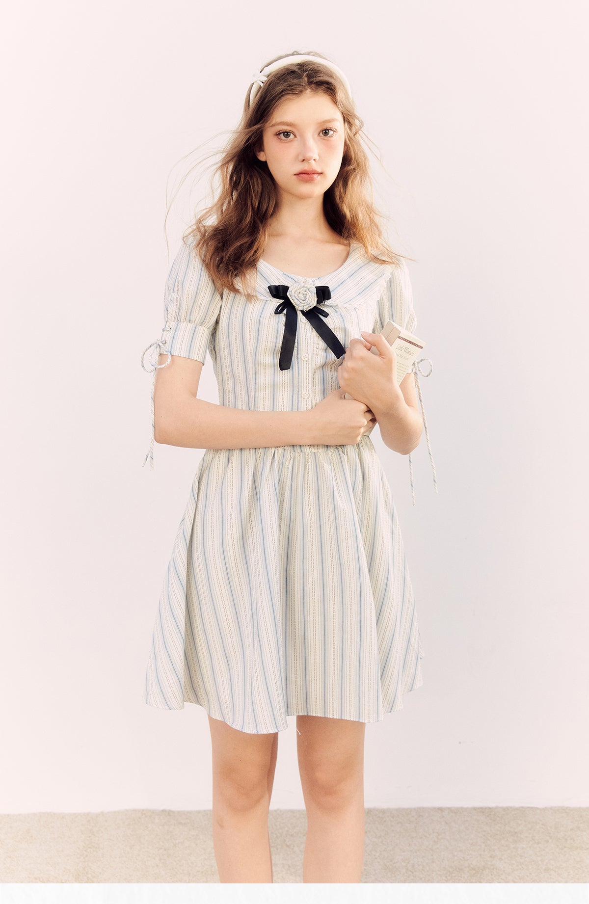 Girly Style Blue Stripe Shirt Dress