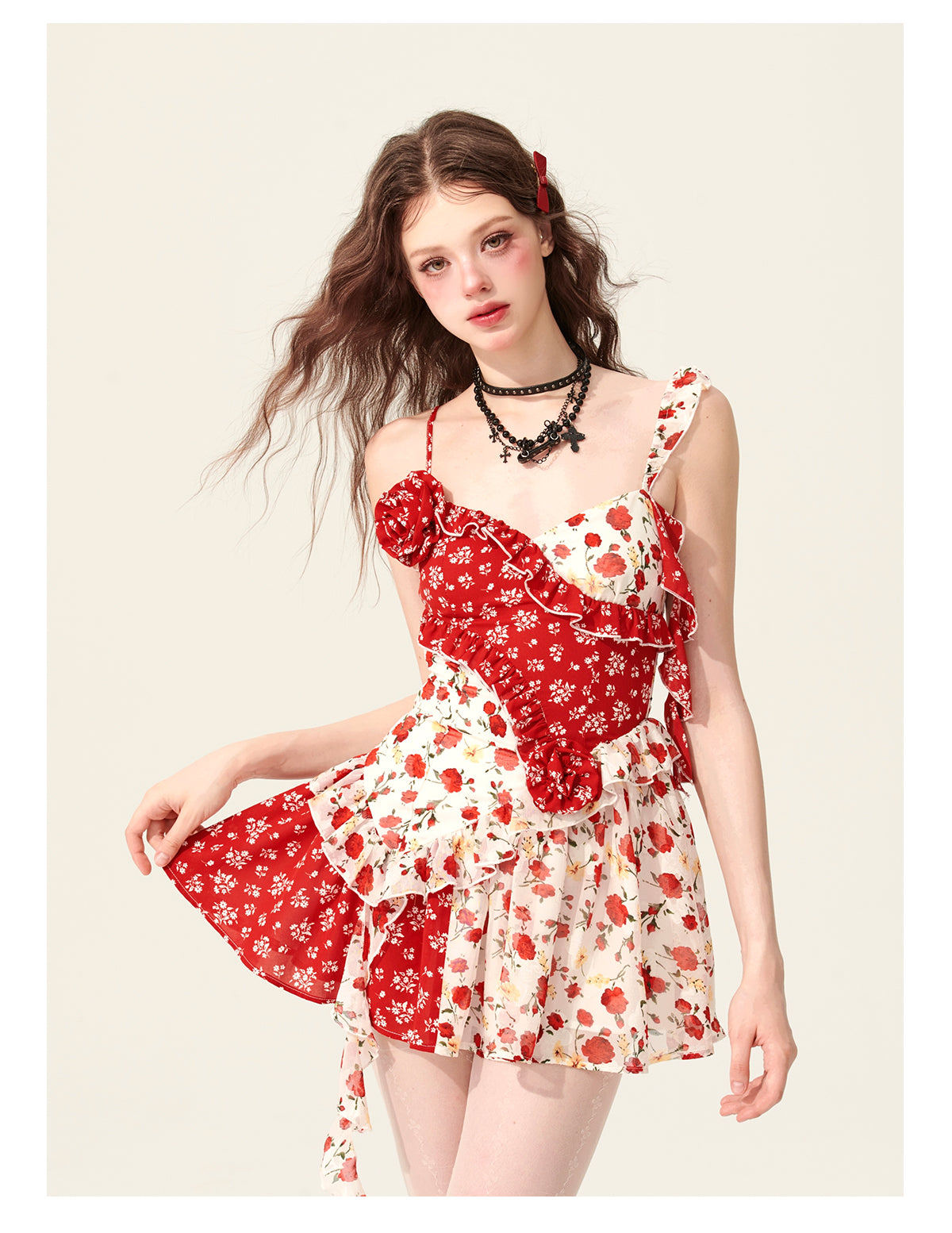 Splicing Floral Dress