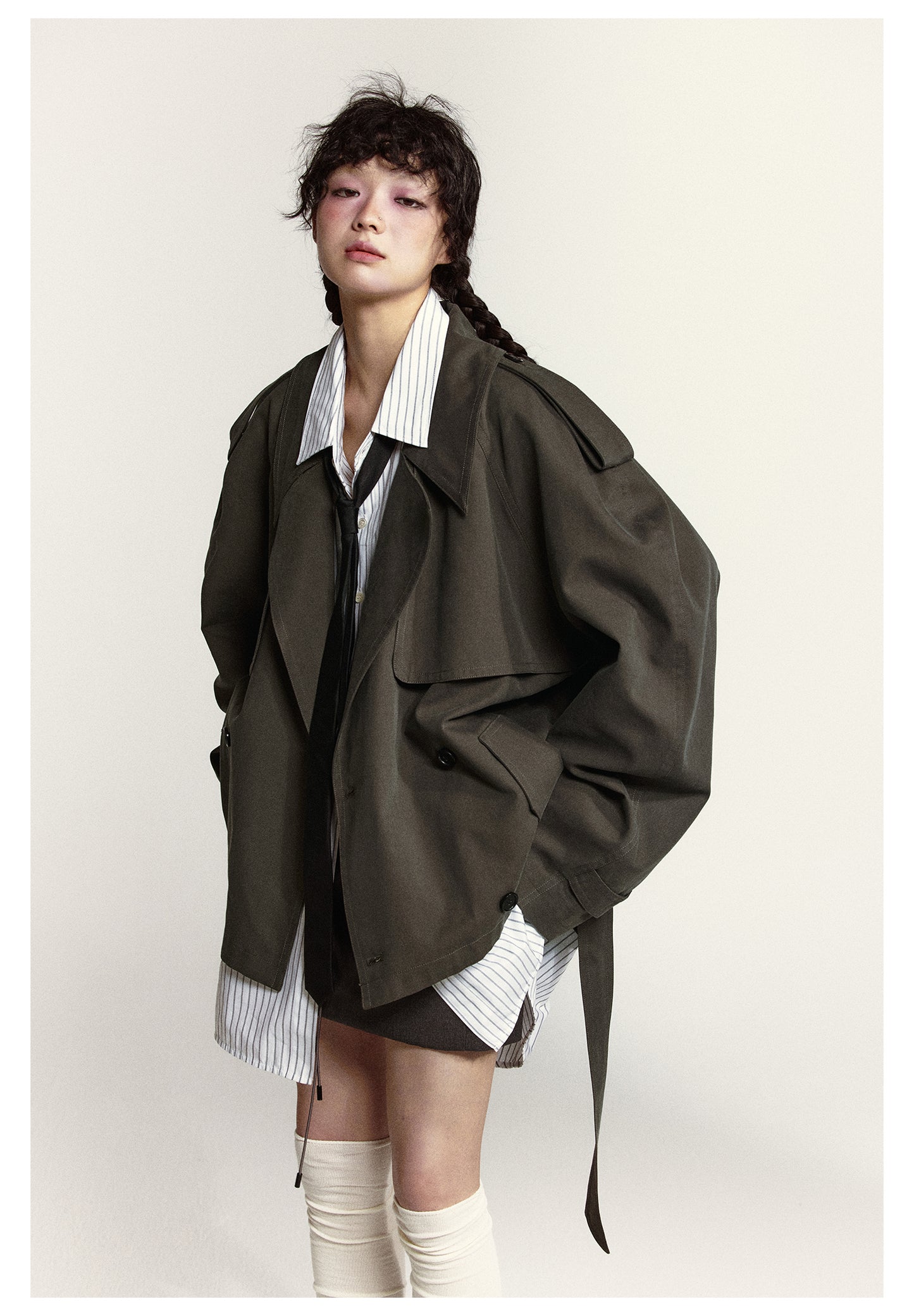 Oversized Short Length Trench Coat