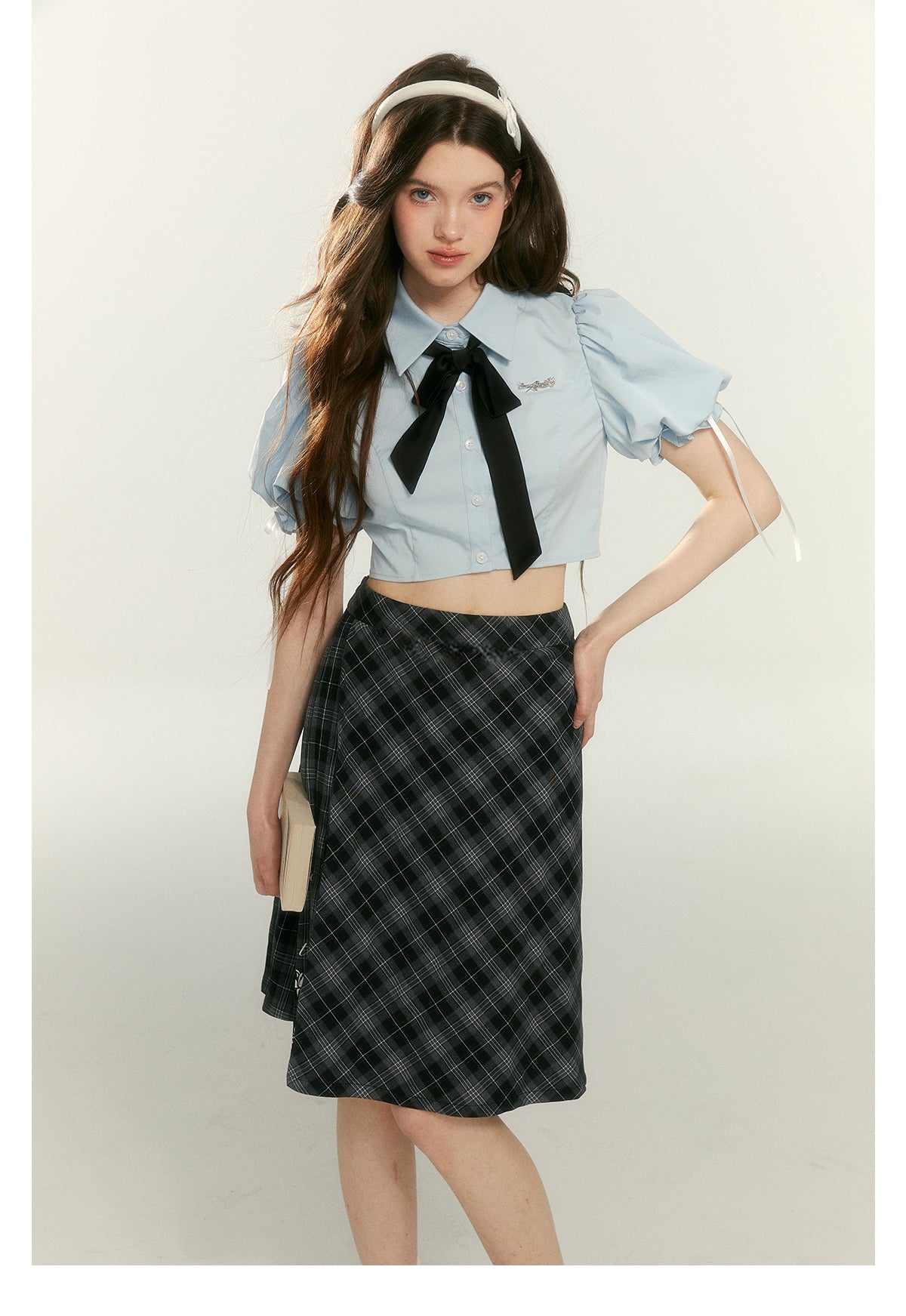 Retro College Volume Cropped Shirt