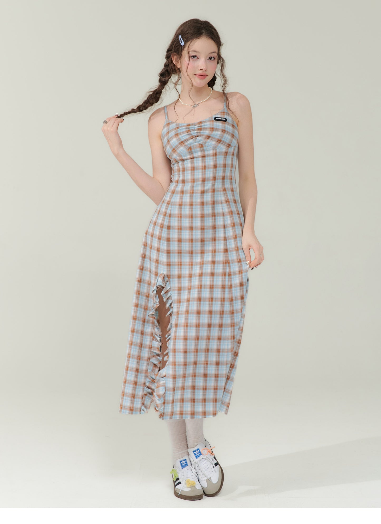 Retro design check dress