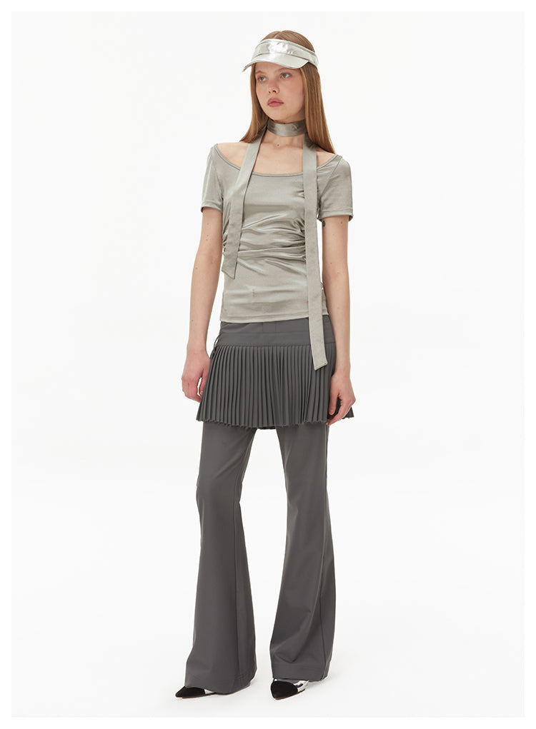 Slim fit flared skirt pants